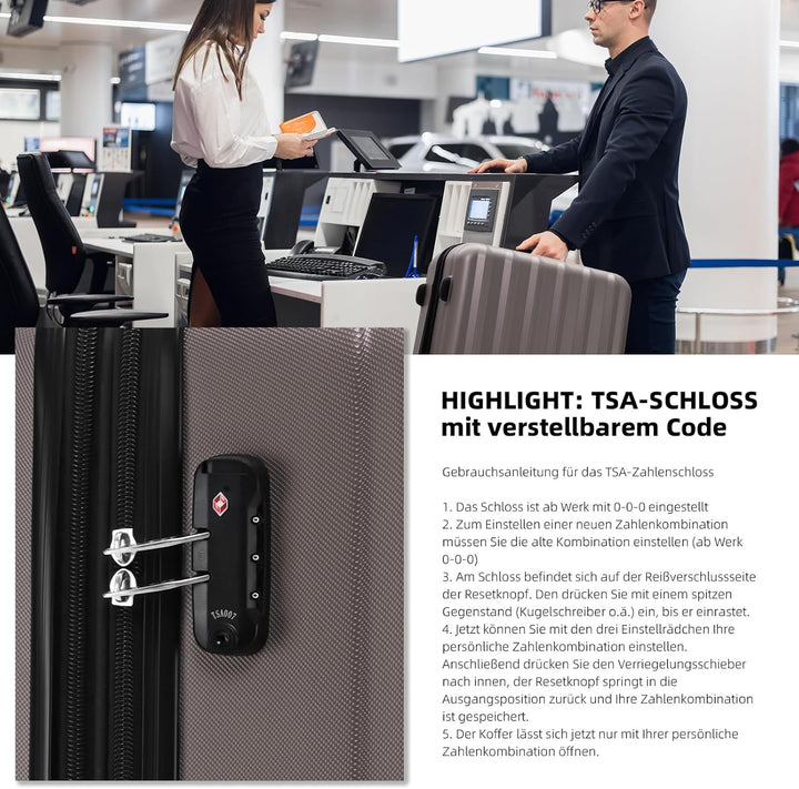 BEIBYE TSA-Schloss 2080 Zwillingsrollen 3 TLG. Reisekofferset Koffer Kofferset Trolley Trolleys Hart