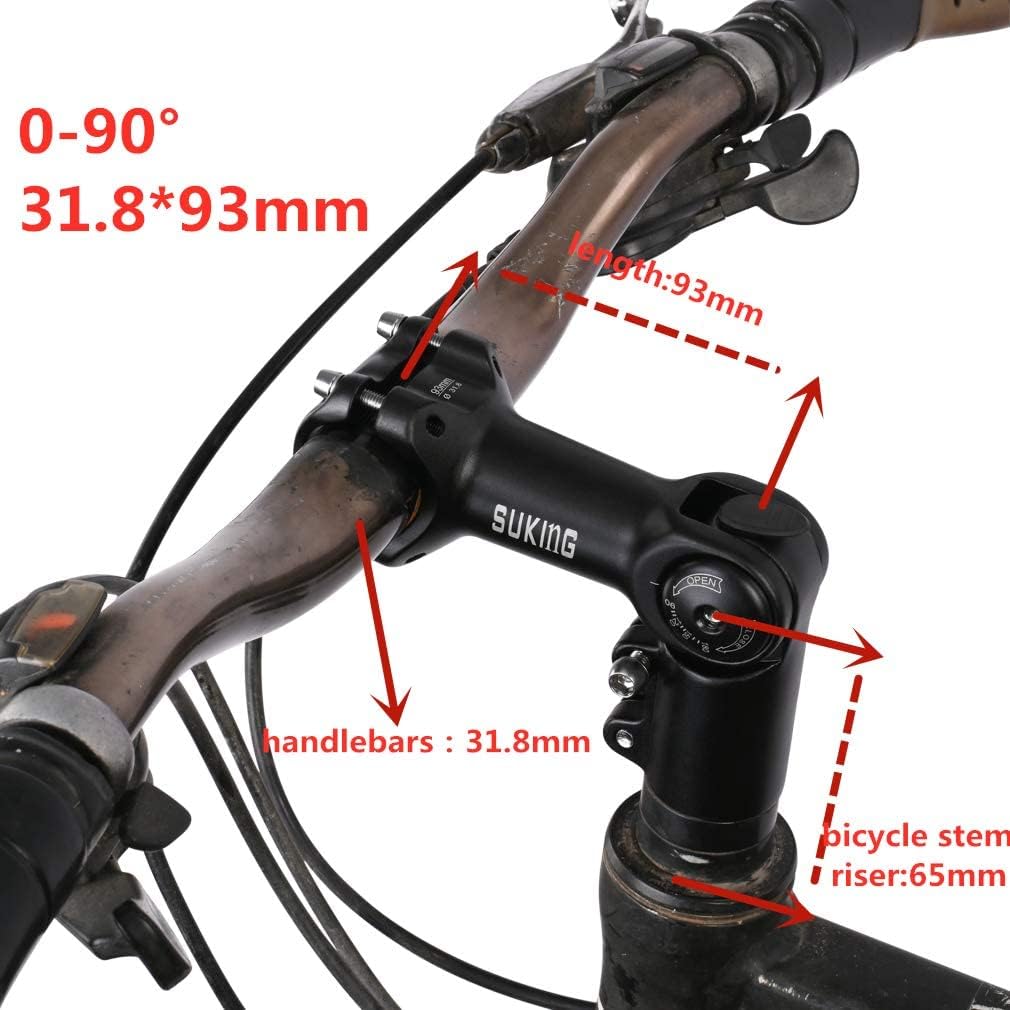 BESNIN Fahrrad Vorbau,Radfahren MTB Vorbau 0-90° 31.8MM OR 25.4MM 60/93/100mm Mountainbike Lenker Vo