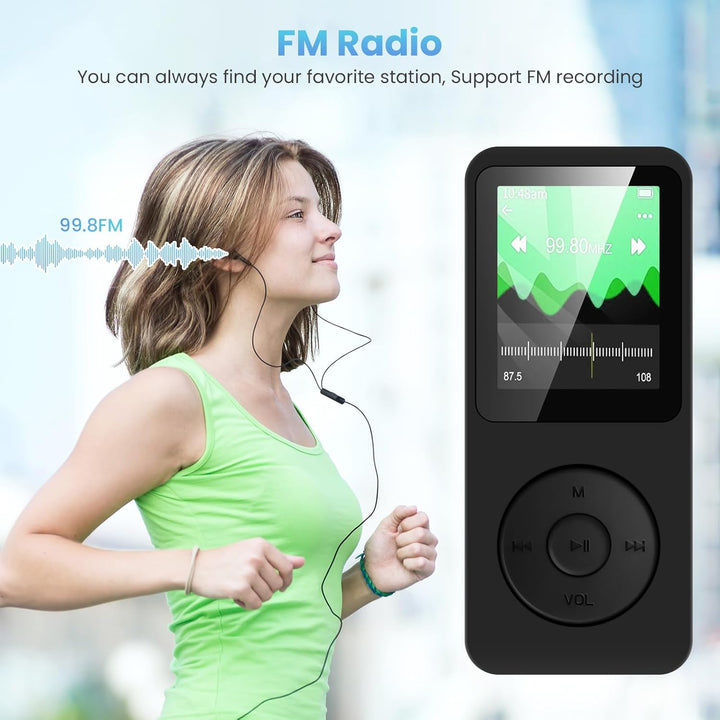 32GB MP3 Player Bluetooth 5.3 mit 1.8" TFT Farbbildschirm mit Kopfhörer, HiFi Musik Kinder MP3 Playe
