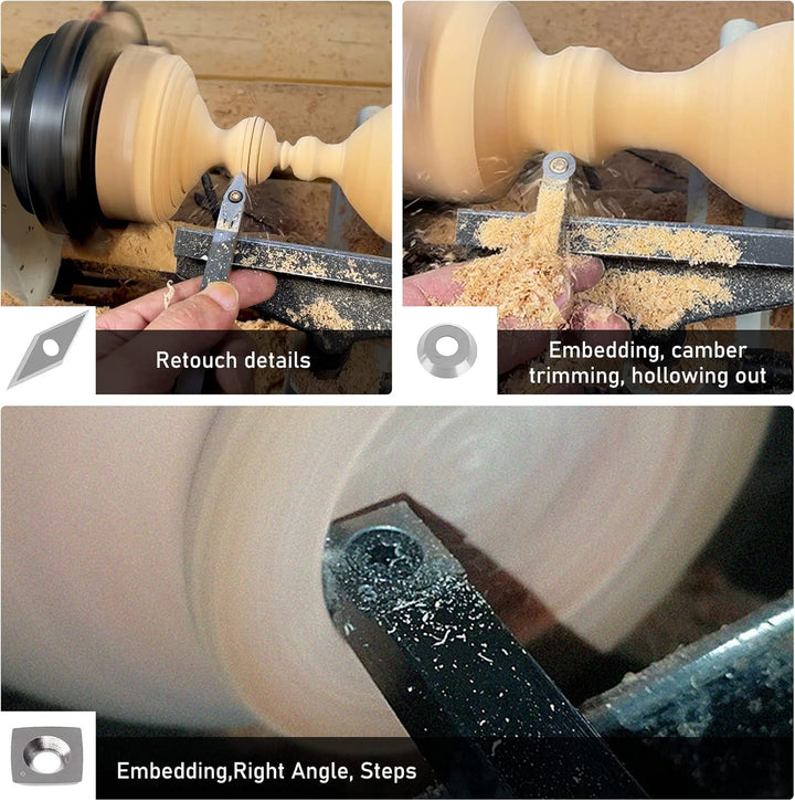 Hartmetall Wendeschneidplatten 3 Stück,CEIEVER CNC Hartmetall Einsatzschneider mit 3 Stück M4 Schrau