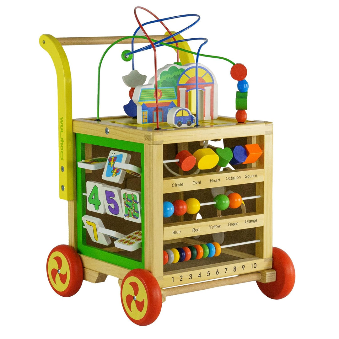 wuuhoo® Lauflernwagen Fritzi aus Holz - höhenverstellbare Lauflernhilfe mit Puzzle, und Zahlen - Päd