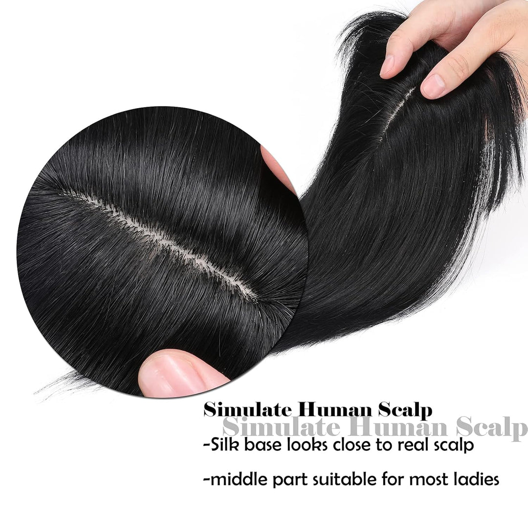 Silk-co Clip in Extension Echthaar Topeer Echthaar Haarteile Echthaar Toupet Haarverlängerung mit Fr