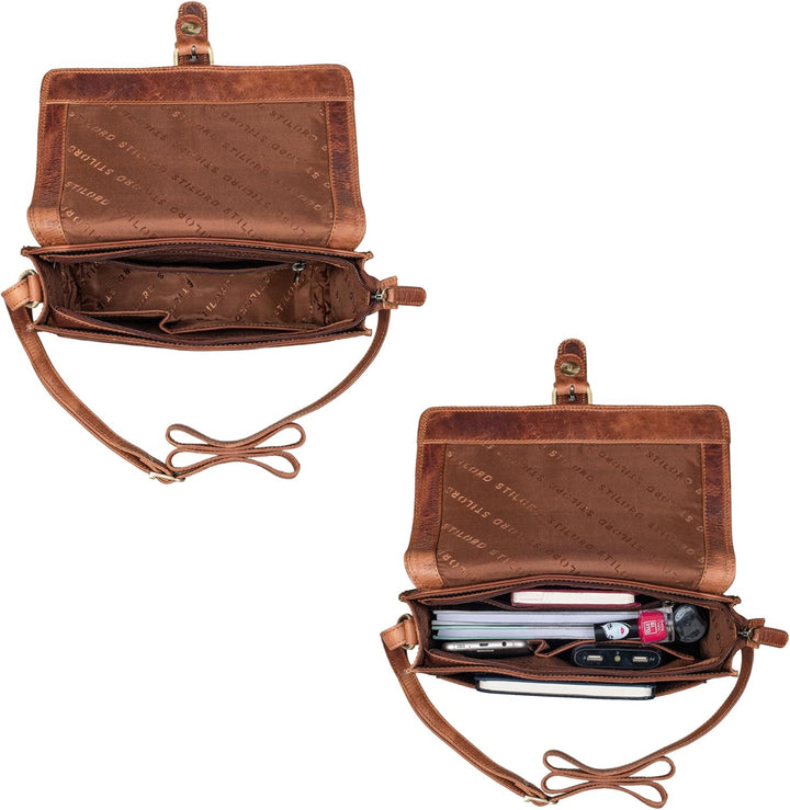 STILORD 'Liv' Damentasche Leder Handtasche Umhängetasche klein Frauen Ausgehtasche Schultertasche Vi