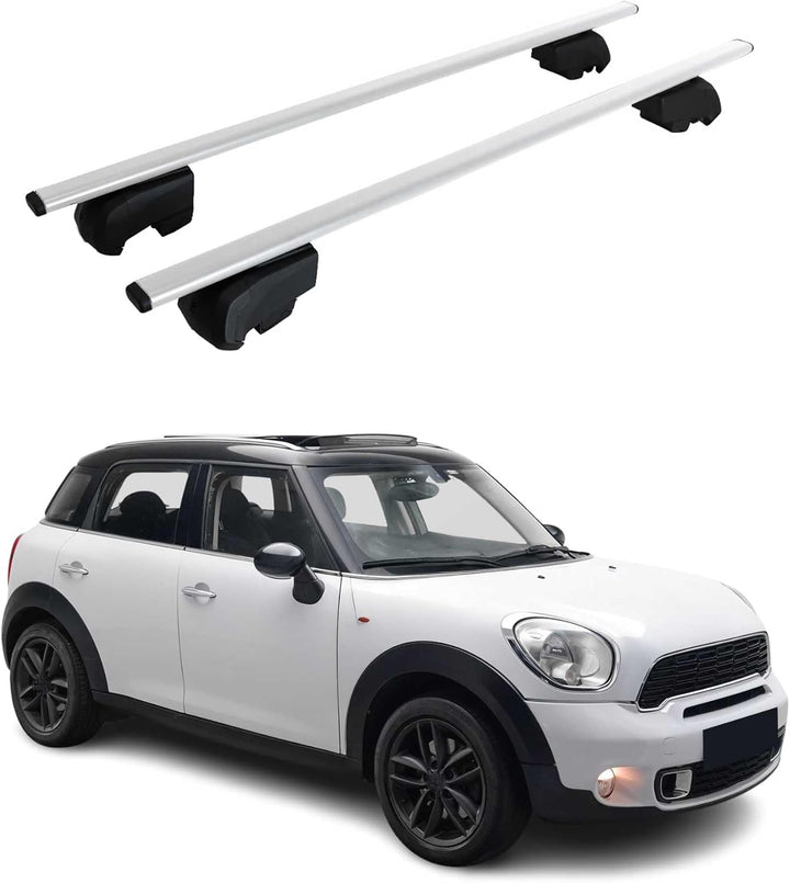 Dachträger Gepäckträger kompatibel mit Mini Countryman 2010-2016 TÜV ABE Silber 2X Countryman 2010-2