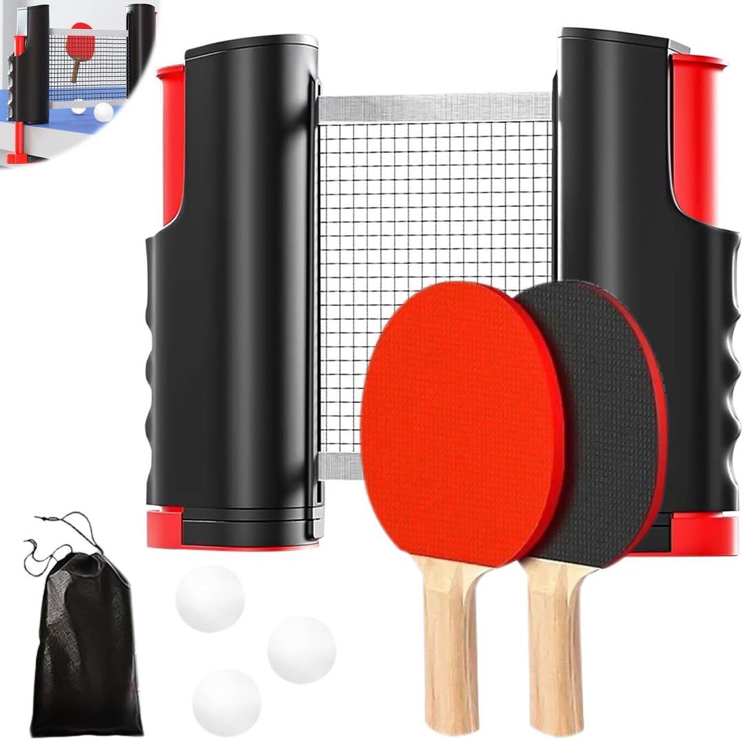 HOMURY Tischtennisschläger Set: Profi Tischtennis Set mit 2 Tischtennisschläger + Einziehbarem Netz