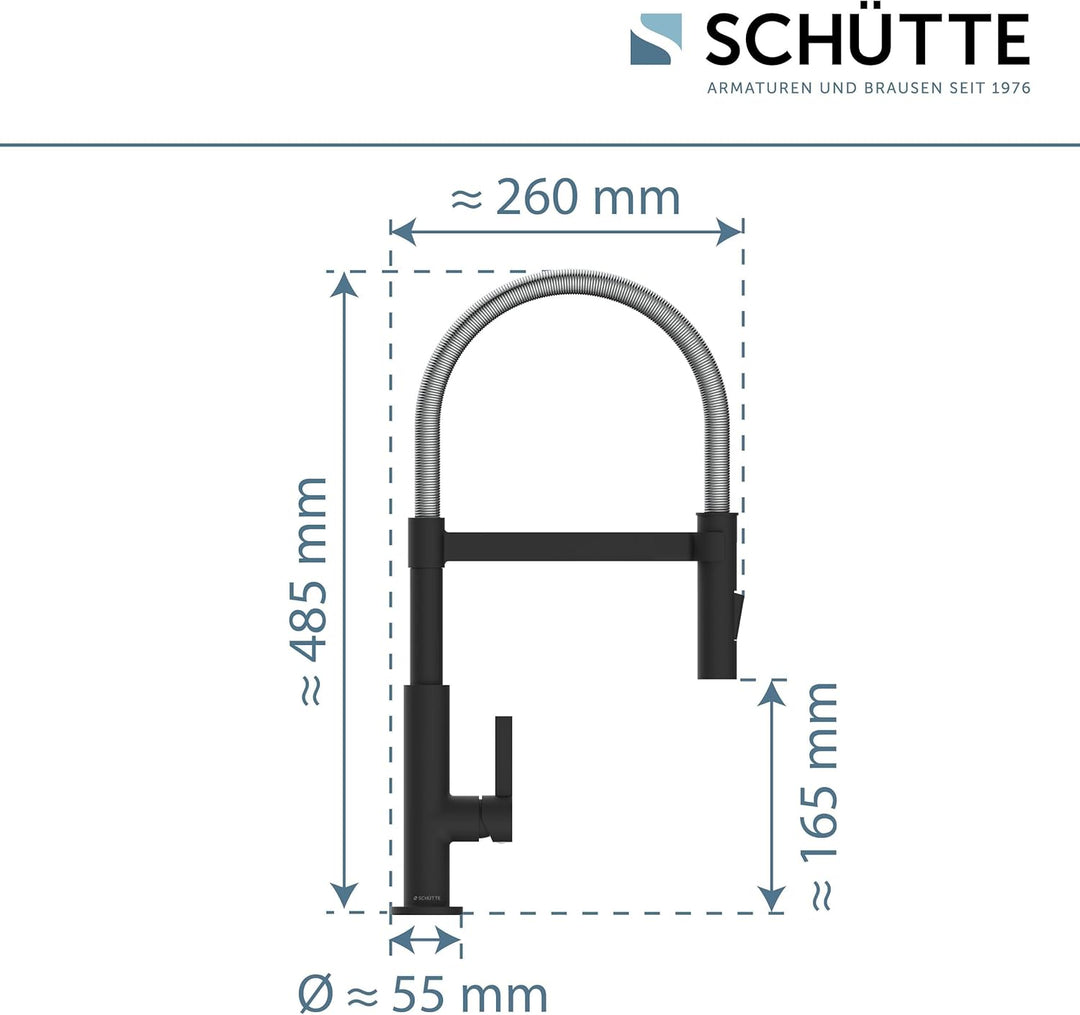 SCHÜTTE 79146 MIAMI Küchenarmatur 360°, Einhebelmischer mit ausziehbarer, magnetischer Geschirrbraus