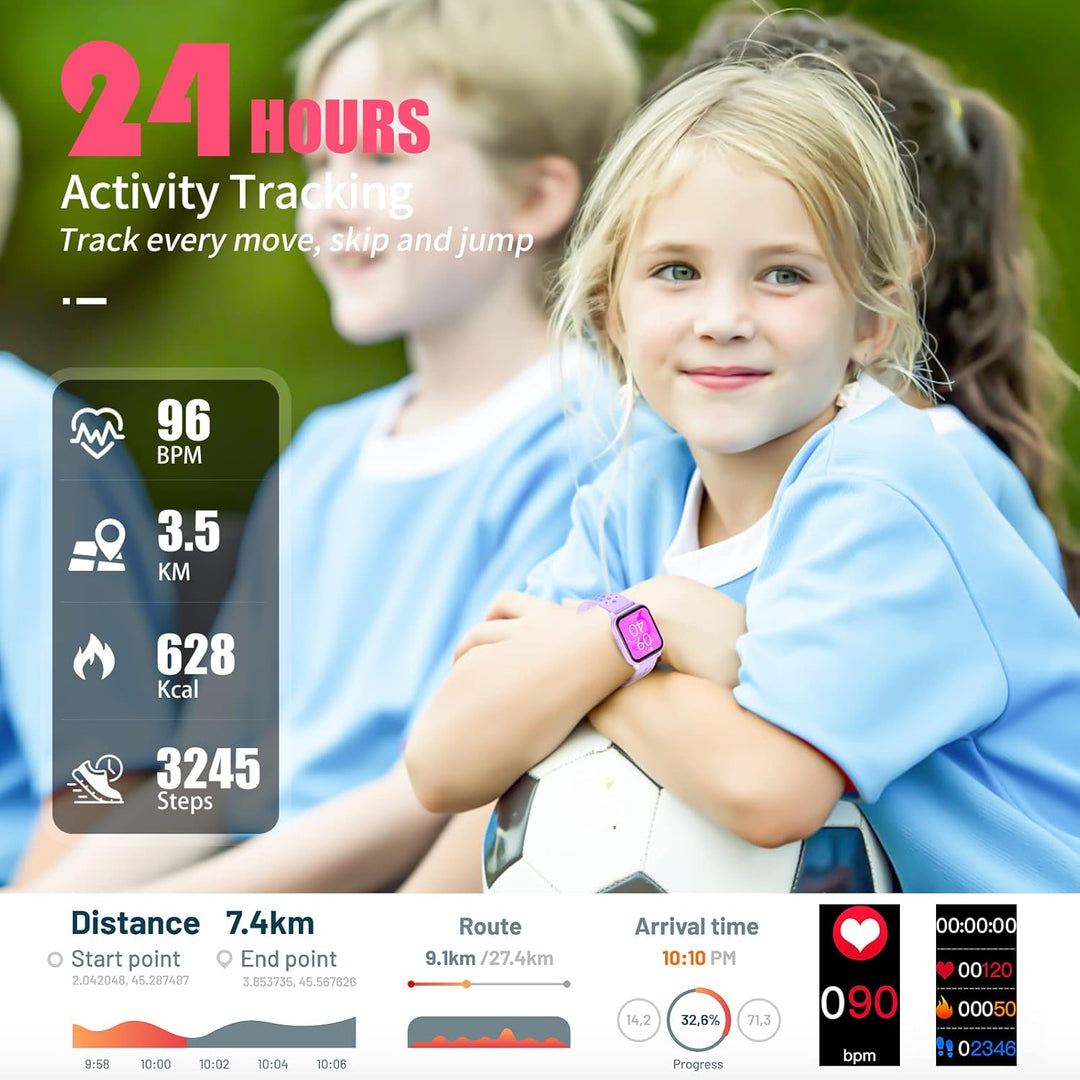 Kids Smart Fitness Watch für Jungen Mädchen, Health Sports Fitness Tracker mit Herzfrequenz-Schlafmo