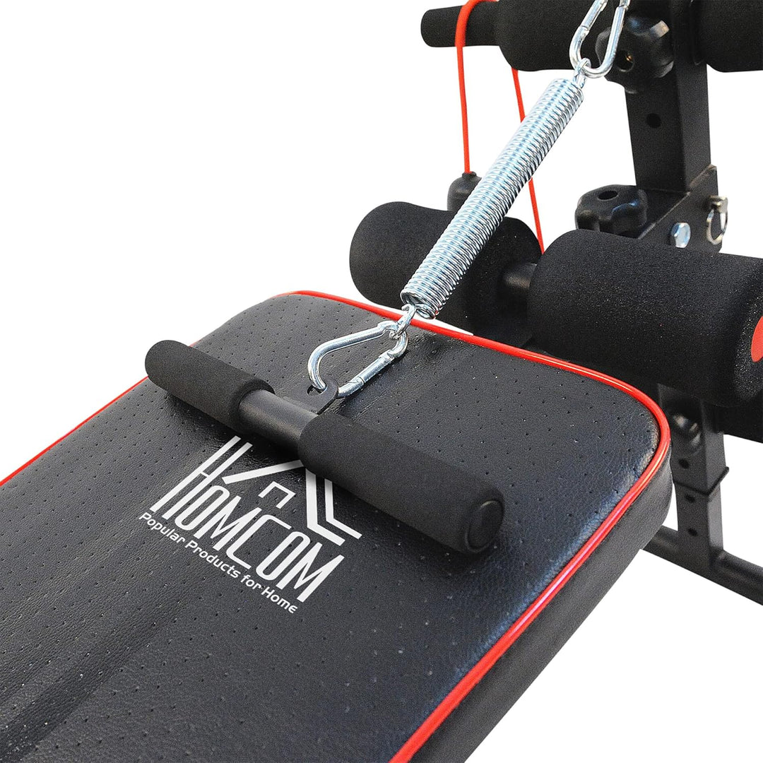 HOMCOM Sit Up Bank Bauchtrainer Trainingsbank Fitnessbank verstellbar gepolstert inkl. Widerstandsbä