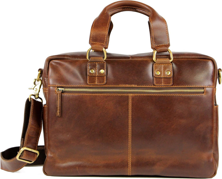 ALMADIH Damen Businesstasche 15 Zoll Aktentasche aus Echtleder mit Laptopfach - Leder Damen Business