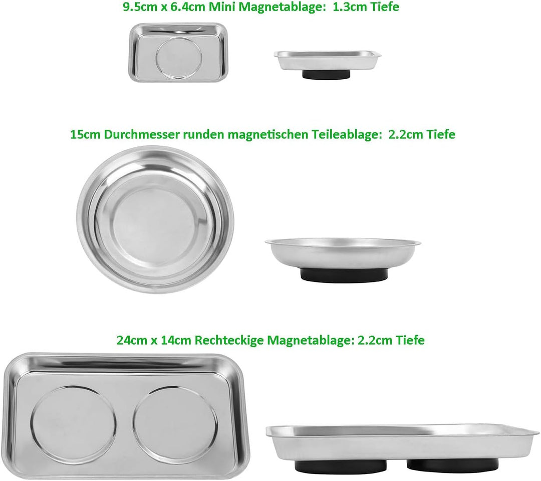 Magnetische Werkzeugschalen-3 Stücke, Edelstahl Magnetschale, Halten von Werkzeug, Schrauben, Bohrer