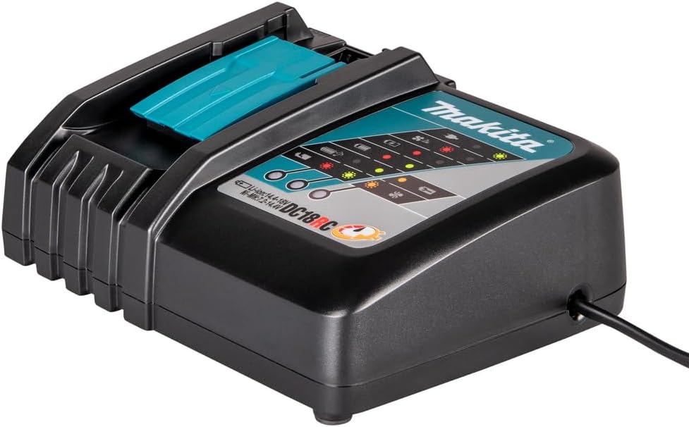 Makita Ladegerät DC18RC für 14,4 Volt und 18 Volt Schiebeakkus, 195584-2, Ladegerät