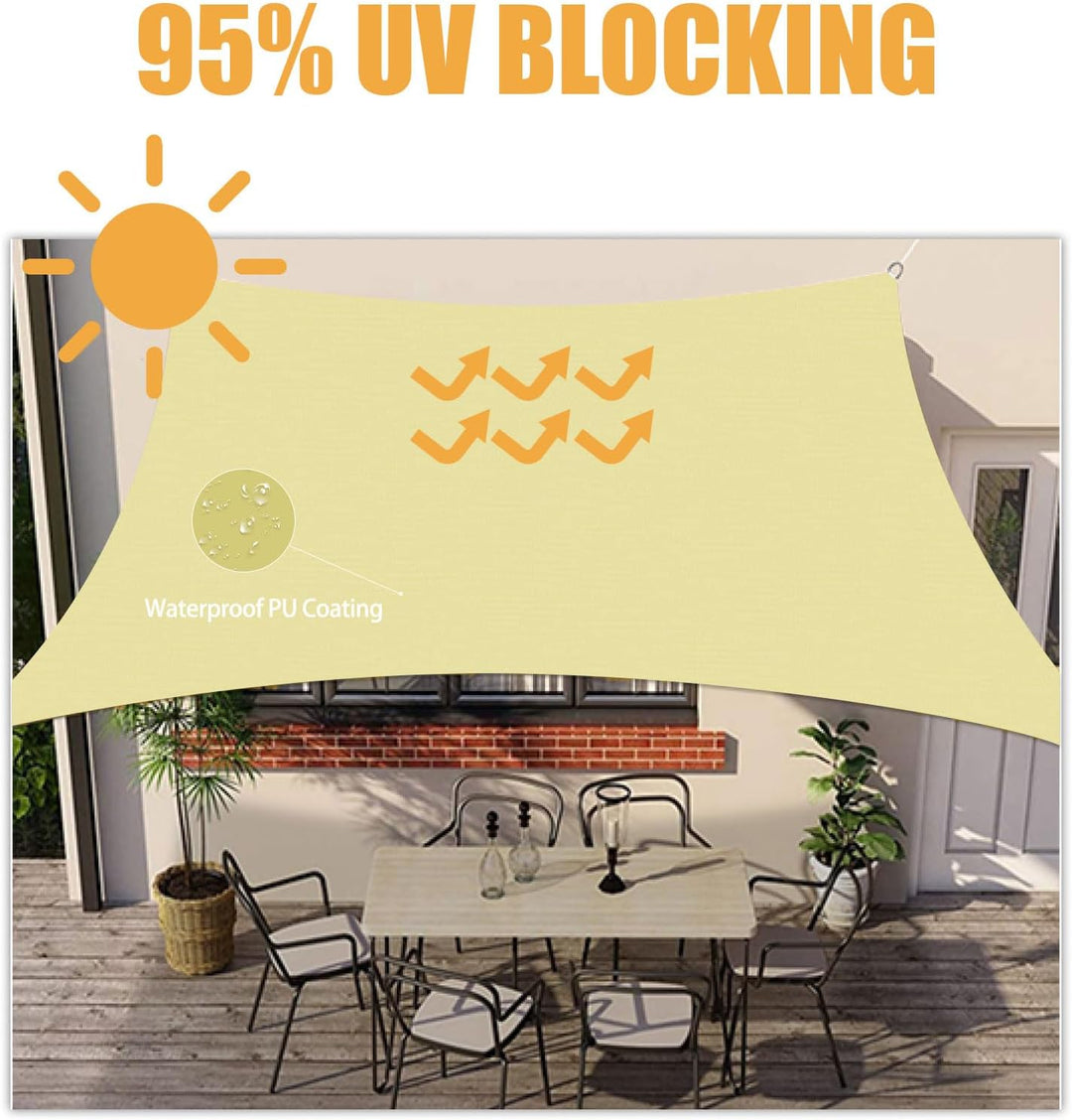 HOMPER Sonnensegel Wasserdicht Sonnenschutz, Oxford-Gewebe, UV-Schutz, für Balkon Terrasse Garten Ca