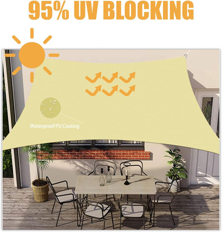 HOMPER Sonnensegel Wasserdicht Sonnenschutz, Oxford-Gewebe, UV-Schutz, für Balkon Terrasse Garten Ca