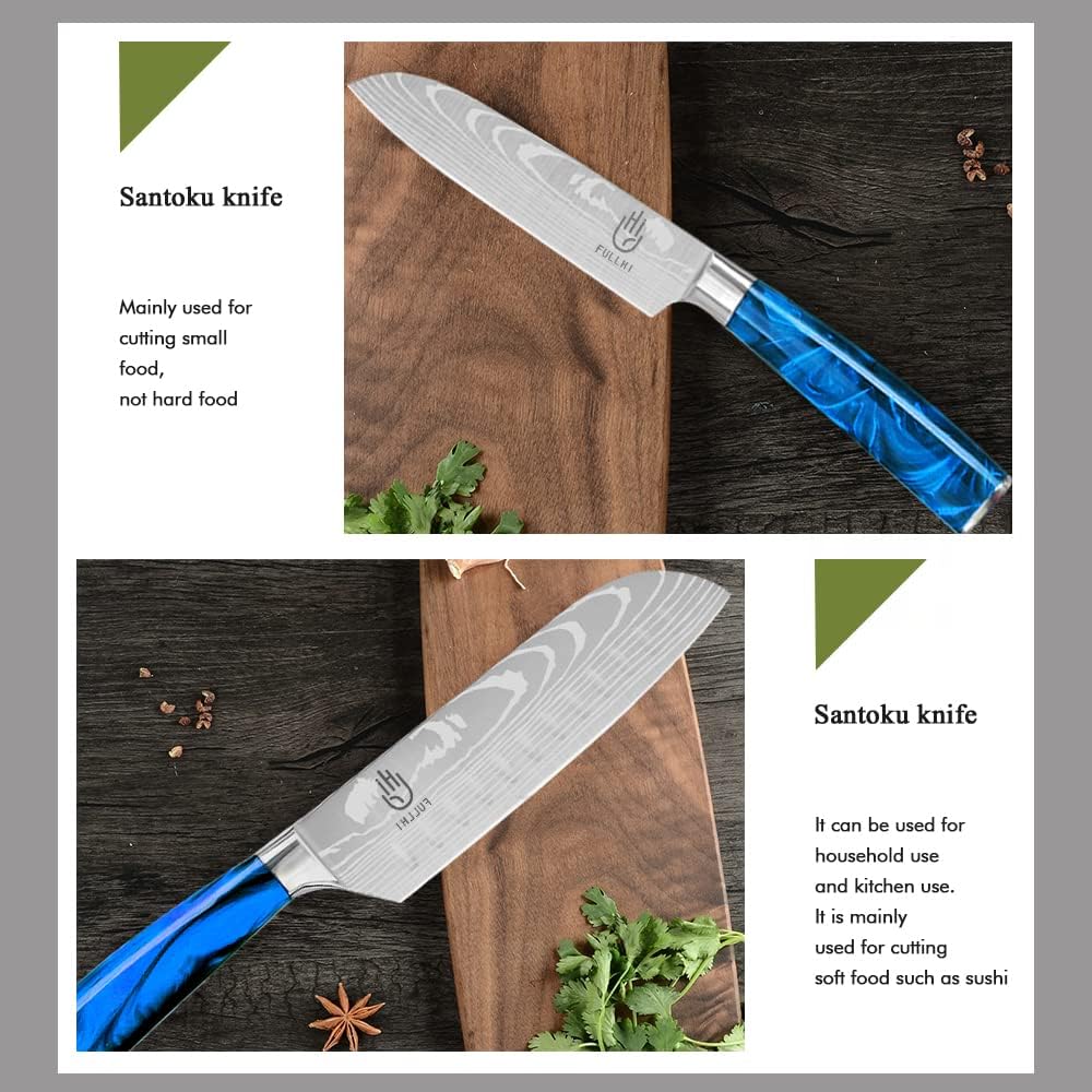 FULLHI Messer Set, 14pcs japanisches Messer Set, Mehrfarbige Premium deutsche Edelstahl Küchenmesser