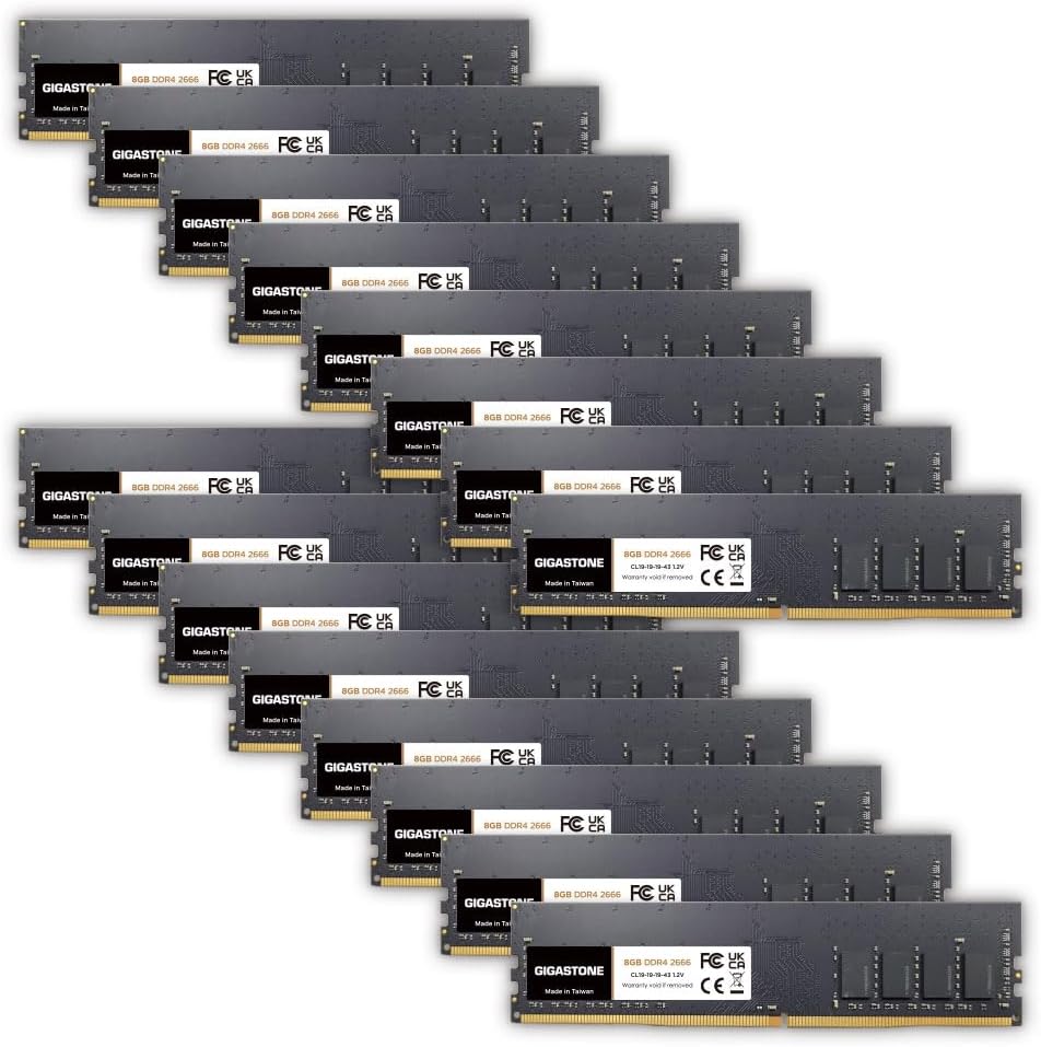 【DDR4 RAM】 GIGASTONE 128GB Kit (16x8GB) DDR4 2666MHz (2400MHz or 2133MHz) PC4-21300(PC4-19200/17000)