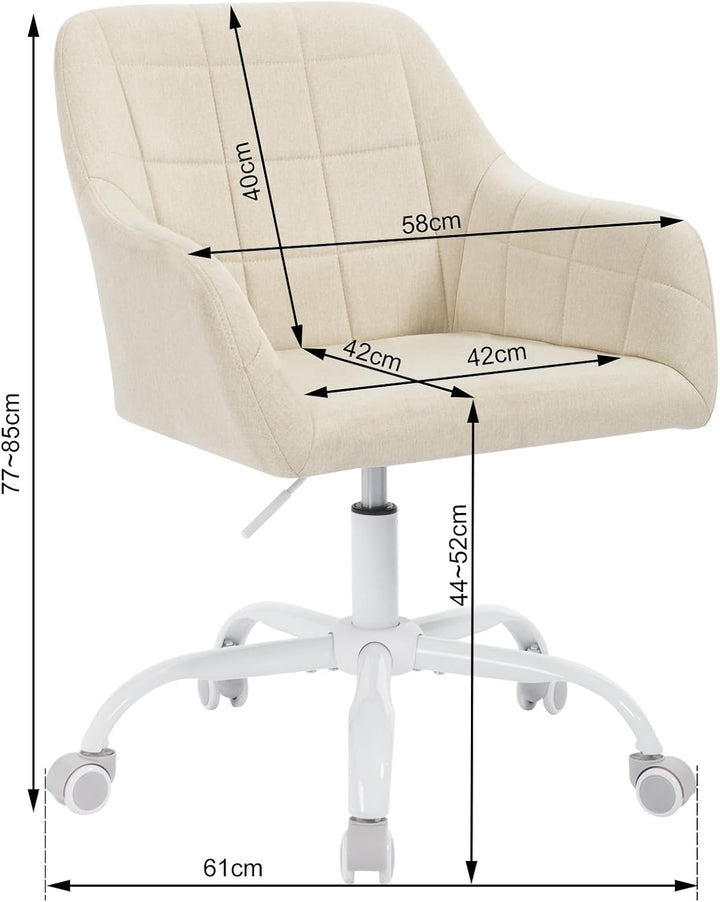WOLTU Schreibtischstuhl drehbar, Schminktisch Stuhl, Drehstuhl mit Rollen, Bürostuhl ergonomisch, Se