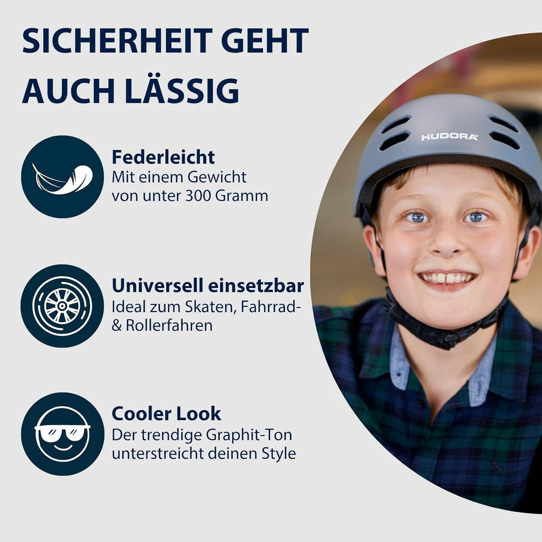 HUDORA Skaterhelm Allround S Graphit, S Graphit