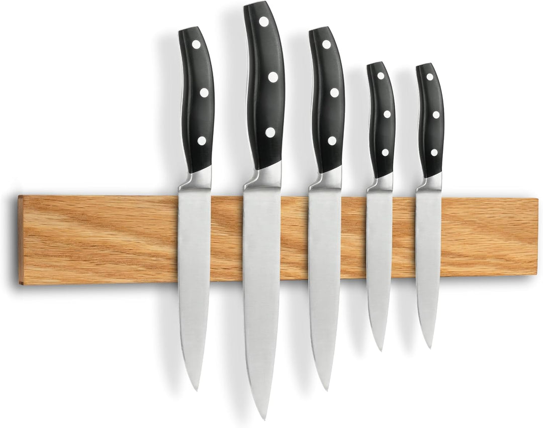holz4home® Magnetleiste Messer Eichenholz 40x6 cm I Messerleiste magnetisch zum Kleben oder Schraube
