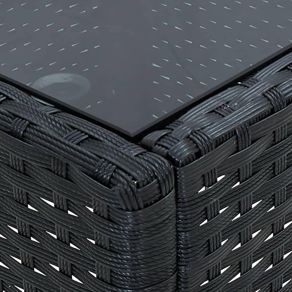 FIRBNUS Teetisch mit Glas Tischplatte 75x40x37 cm Balkontisch Terrassentisch Gartentisch Dining Tabl