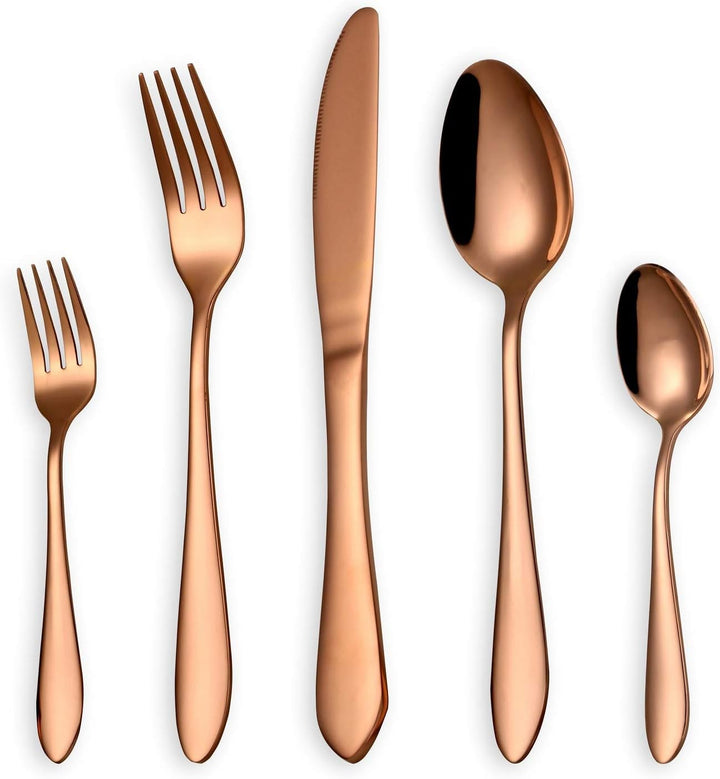HOMQUEN 30 Stück Rose Gold Besteck Set, 18/0 Edelstahl Besteck Set, Service für 6 Personen, Esszimme