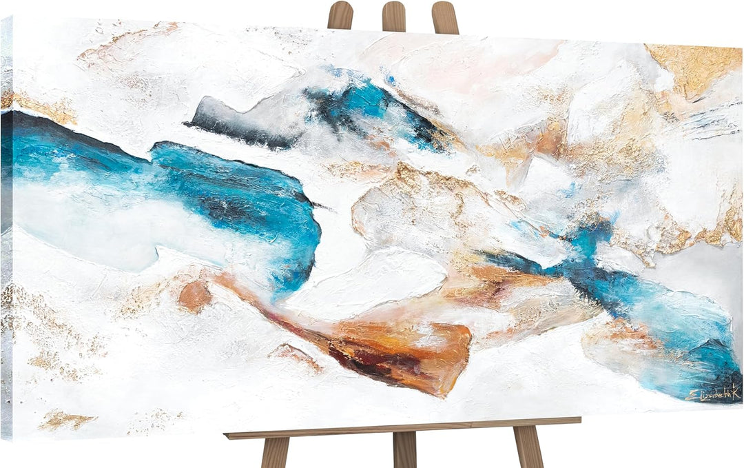 YS-Art Abstrakt Acryl Gemälde auf Leinwand Smaragd handgemalt Wandbilder Wohnzimmer modern Wohndekor
