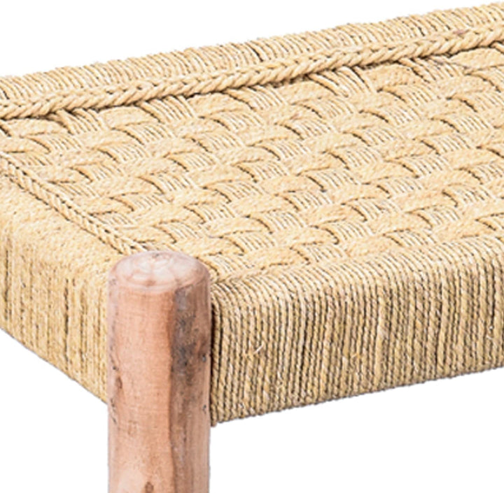 Marrakesch Sitzbank Bank aus Holz und Jute Josue 90 cm 2-Sitzer | Ideal im Garten Terrasse und Balko
