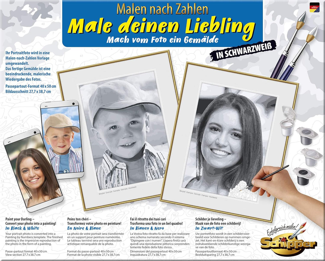 Schipper 602100371 Malen nach Zahlen - Male ihren Liebling schwarz/weiss - Bilder malen für Erwachse