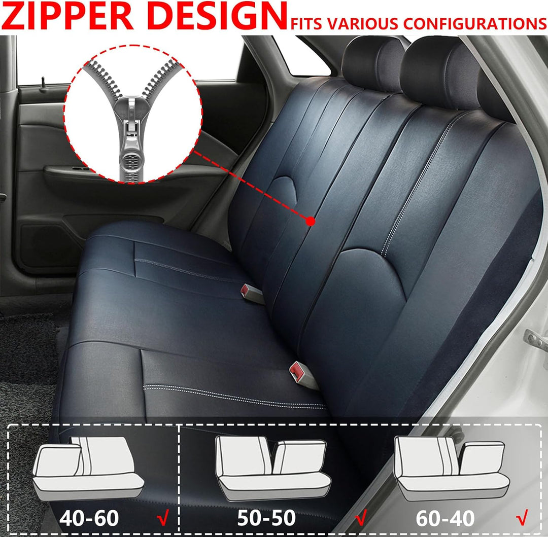 AUTO HIGH Auto-Sitzbezüge Set Universal - Schwarz Auto-Schonbezüge für die Vordersitze & Rückbank mi