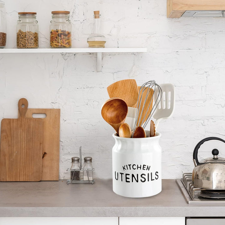 Karisky Kitchen Utensil Holder for Countertop, Solid Ceramic Cooking Utensil Crock Holder for Kitche