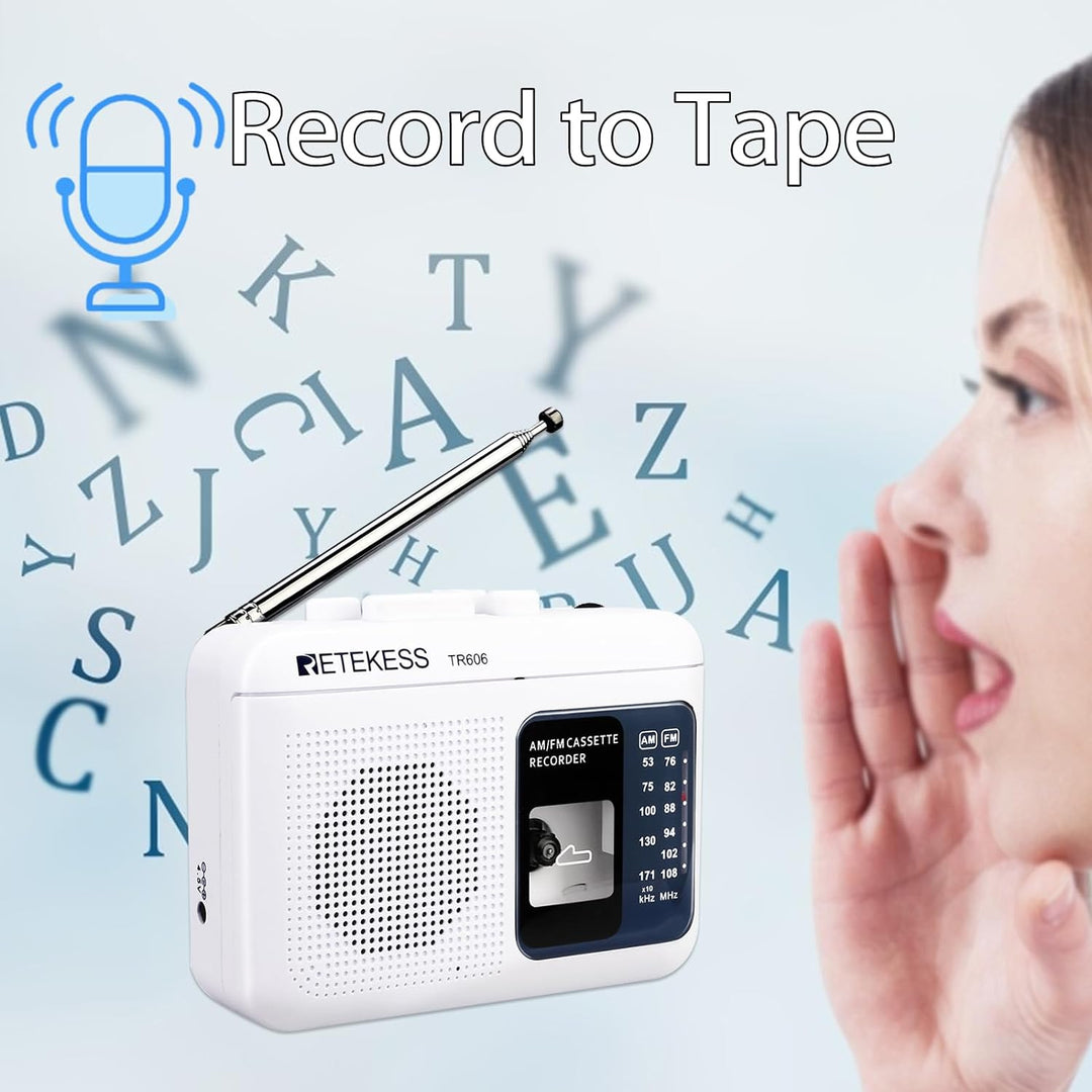 Retekess TR606 Tragbare Kassettenspieler und Tape Recorder Walkman, Kleines FM AM Radio, Walkman Kas