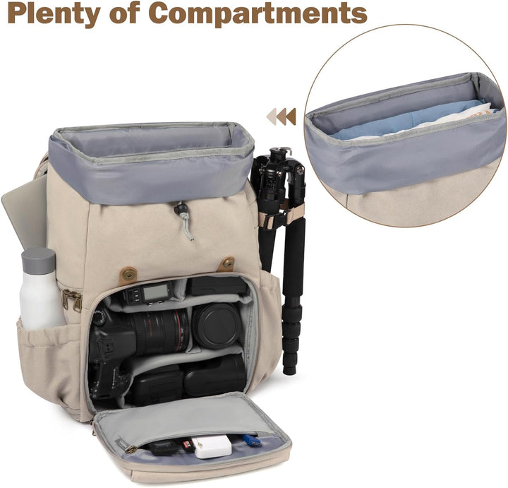bagsmart Fotorucksack DSLR Kamerarucksack Canvas Diebstahlsicher Wasserabweisend mit Regenschutz 15