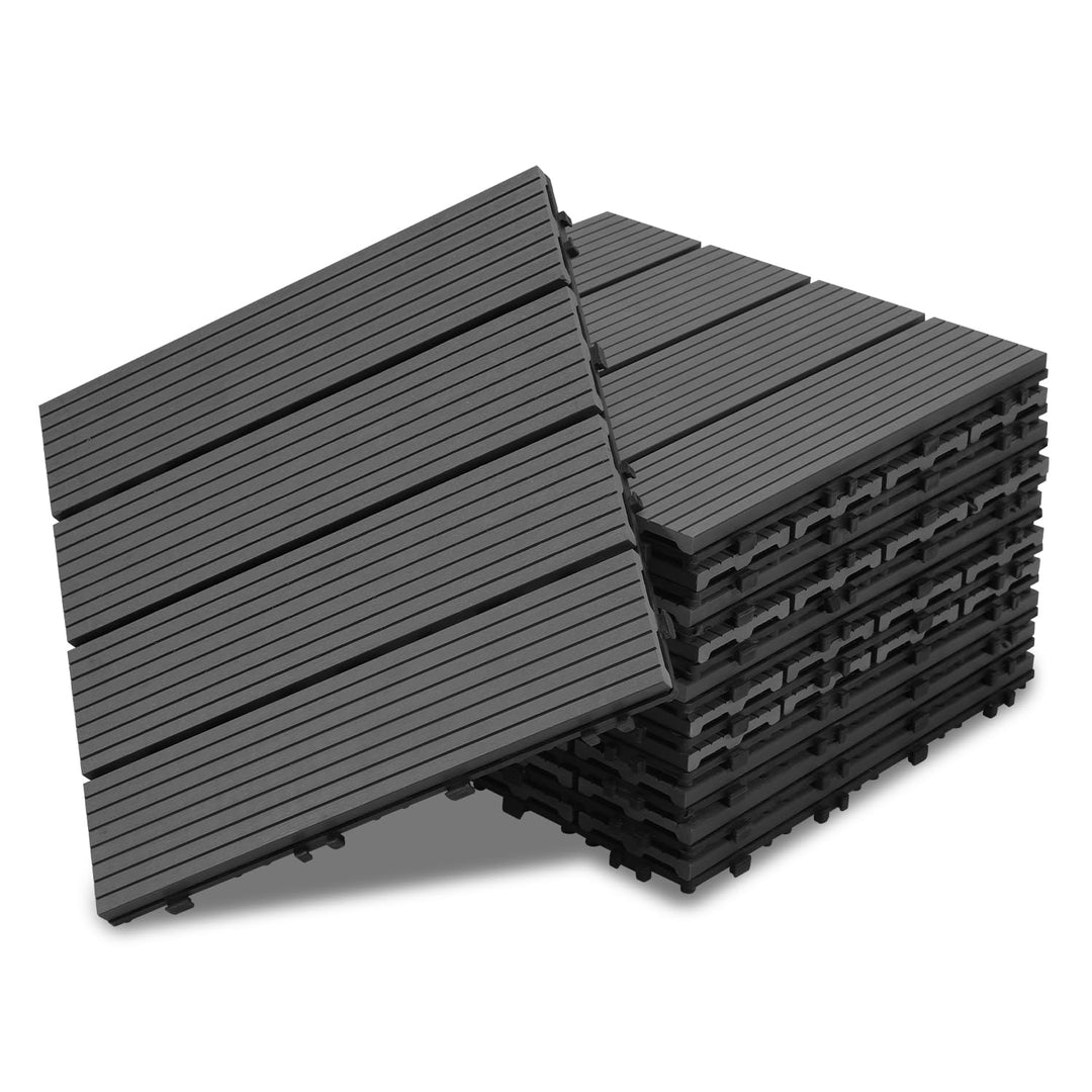 Ansobea WPC Terrassenfliesen Fliesen, 30x30 Holzfliesen 11er Set für 1m²,Balkonfliesen in Holzoptik,