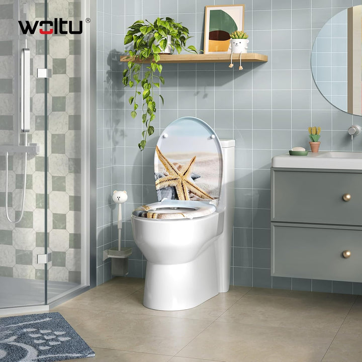 WOLTU Toilettendeckel mit Absenkautomatik Klodeckel WC Sitz Softclose antibakterielle Klobrille mit