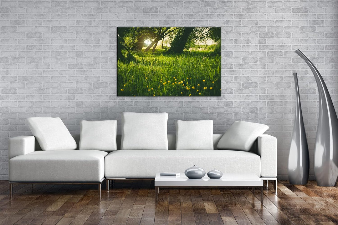 deyoli zauberhafte Butterblumen auf einer Wiese Format: 80x60 als Leinwand, Motiv fertig gerahmt auf