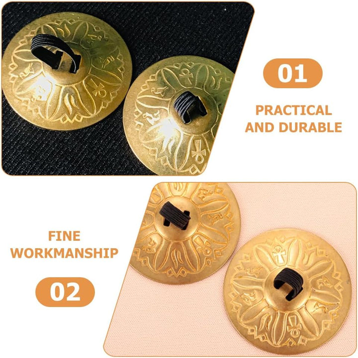 Amosfun 2 Paar Fingerbecken Kupfer Zills FüR Bauchtanz Und Kinderpartys, Goldene Fingerzimbeln Mit G