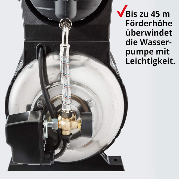 (NEU) HECHT Edelstahl Hauswasserwerk INOX, Wasserpumpe, 1100 Watt, 8 m selbstansaugend, 4,5 bar Förd