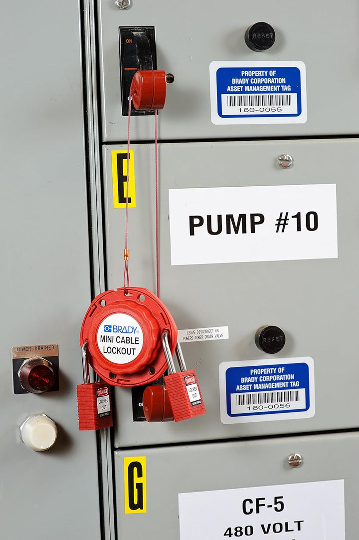 Mini-Stahl-Kabelschloss, 100 mm x 2,44 m x 45 mm, Rot