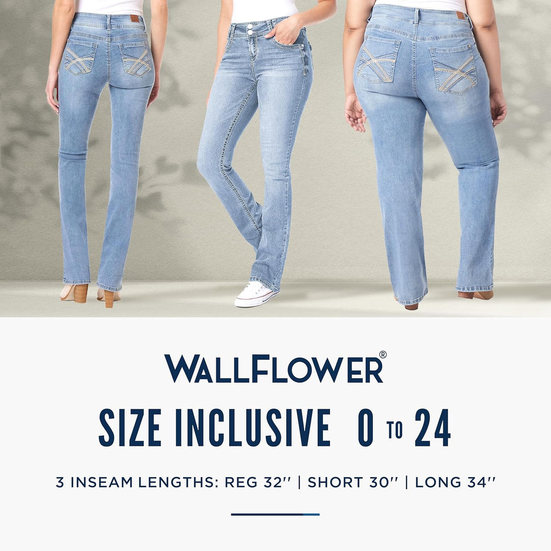 WallFlower Damen Instastretch Luscious Curvy Bootcut Jeans 1 Lang Magie, 1 Lang Magie
