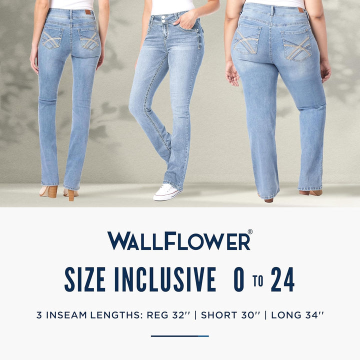 WallFlower Damen Instastretch Luscious Curvy Bootcut Jeans 1 Lang Magie, 1 Lang Magie