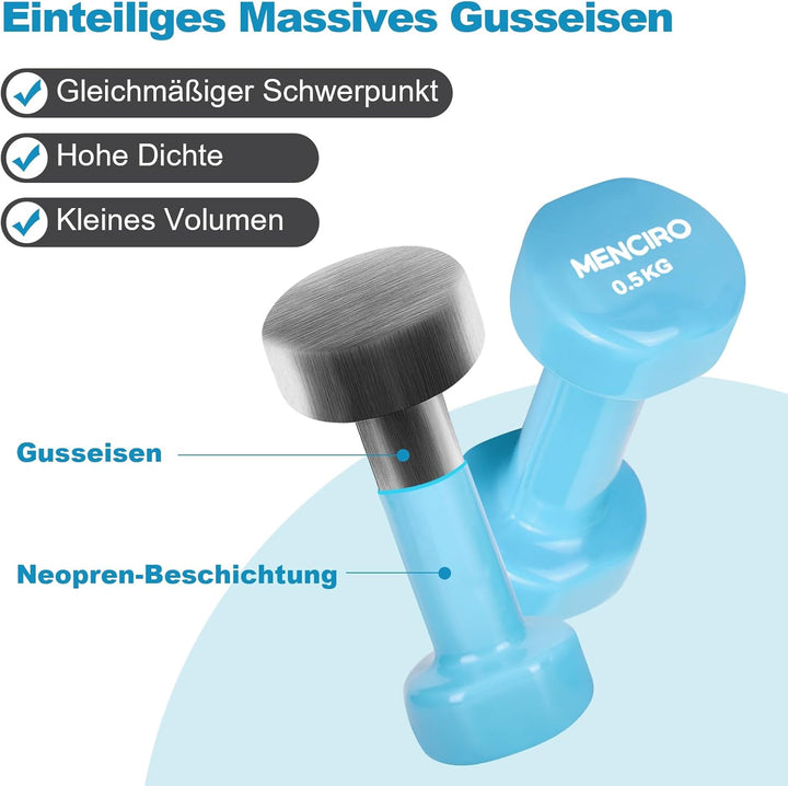 MENCIRO Hanteln 2er Set für Männer und Frauen, 1KG - 5KG Kurzhanteln Gewichte für Zuhause Fitnessstu