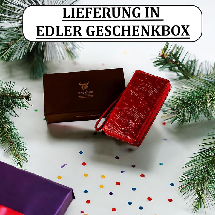 MATADOR XL Karten Portemonnaie Geldbeutel Damen Leder Gross #Cadiz mit edler Geschenk Box, Portmonee
