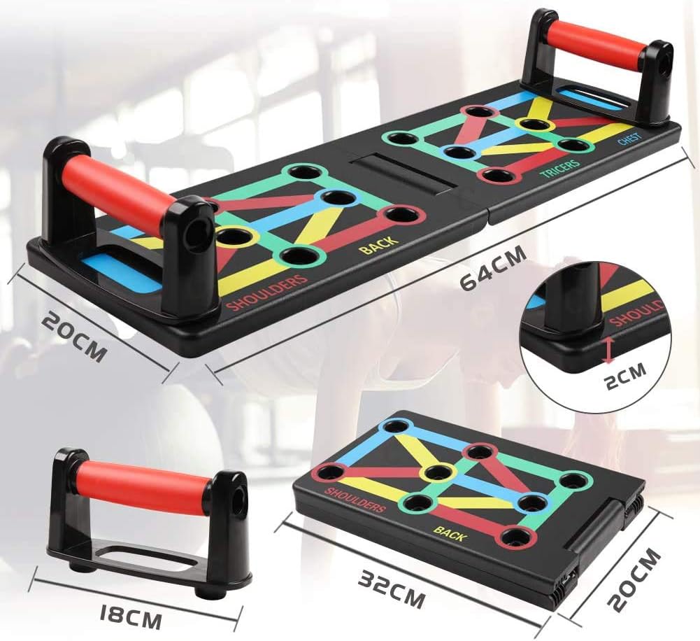 Cretee 12 in 1 Faltbare Push Up Rack Board mit Handgriff für Muskeltraining Effektiv Formen 12 in 1