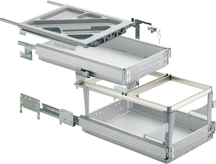 Container-Set mit Teil- und Überauszügen, 392, Aluminium Optik_Artikel _ 46739, Aluminium