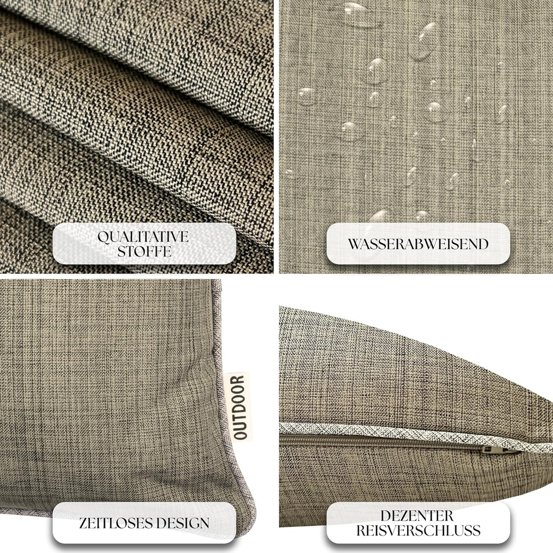 Brandsseller Outdoor Garten Kissen Dekokissen mit Paspel - Leinenoptik Uni Schmutz- und Wasserabweis