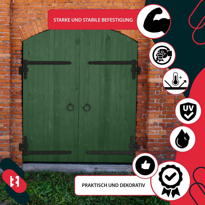 KOTARBAU® Winkelband 800 x 50 mm Set 4x Kloben + 4x Winkelscharnier für Tore Pforten Dekorativ, 800