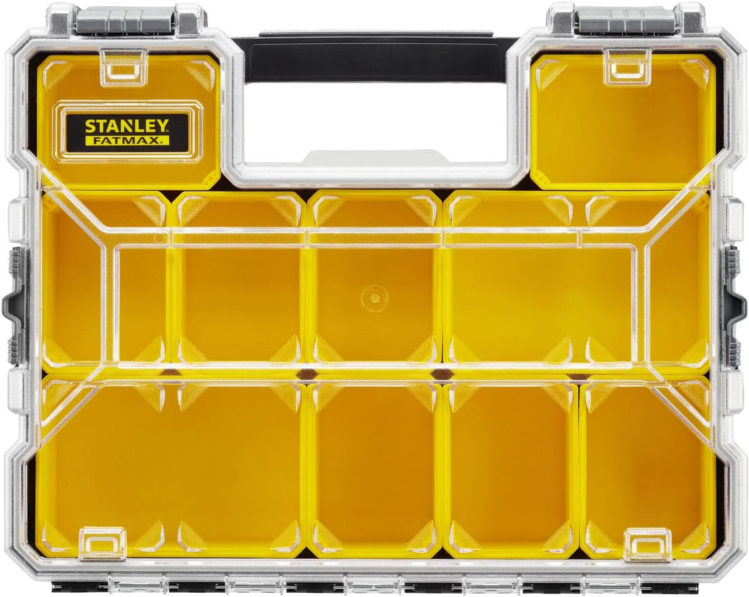 Stanley FatMax Werkzeug-Profi-Organizer (44.6 x 7.4 x 35.7 cm, flache Fächer, mit Klappdeckel und Ku