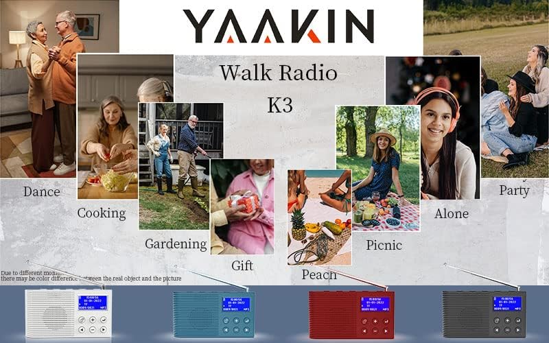 YaakinComp K3 Tragbares Radio, DAB/DAB+ Digital, FM-Radio, Bluetooth, MP3-Player, wiederaufladbarer