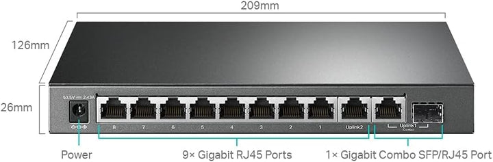 TP-Link TL-SG1210MPE Gigabit 10 Port Managed PoE Switch (8 Gigabit PoE+ Ports, 1* Gigabit SFP Port,