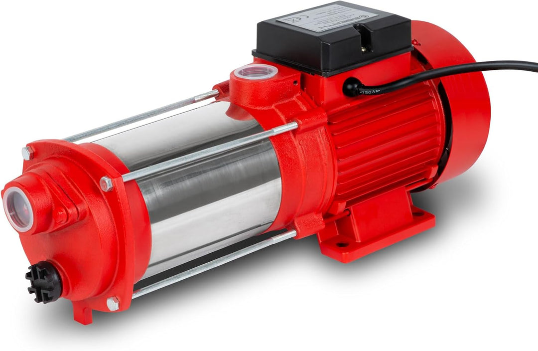 EBERTH Mehrstufige Gartenpumpe 2400 L/h Förderleistung, 4 bar Förderdruck, 370 Watt Leistung, Edelst