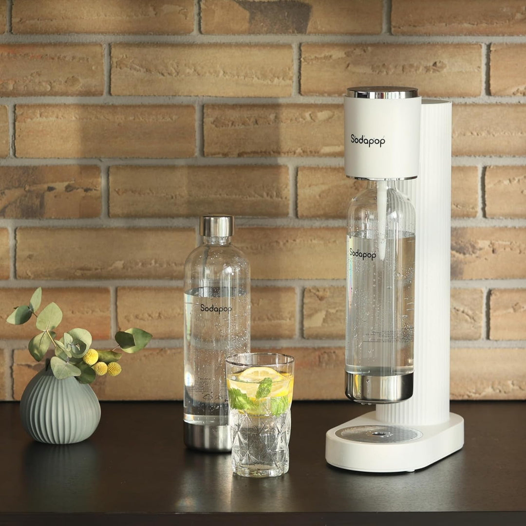 Sodapop Wassersprudler Cooper weiss inkl. 1x PET-Flasche, Stylisch und platzsparend, Höhe 44,9 cm, C